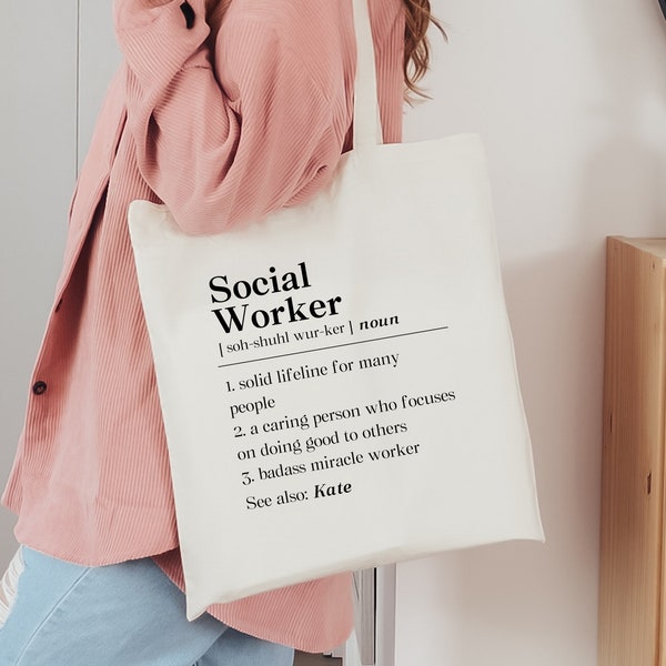 Personalized Social Worker Definition Tote Bag, Social Worker Appreciation Canvas Tote, For Social Worker Gift, Social Work Gift Tote