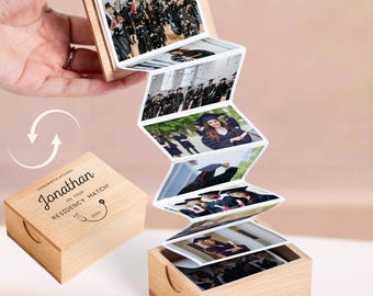 Personalized Congrats New Doctor Pull Out Photo Album, Residency Match Photo Memory Gift, Match Day 2026 Wooden Photo Box
