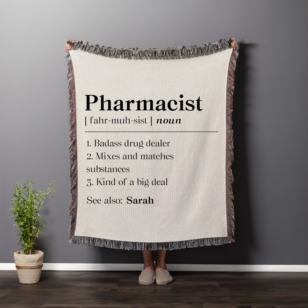 Pharmacist Definition Woven Blanket, Funny Pharmacist Birthday Throw Blanket Gift, Pharmacist
