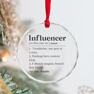 Personalized Influencer Crystal Ornament, Social Media Influencer Christmas Gift, Custom Influencer Christmas Glass Ornament