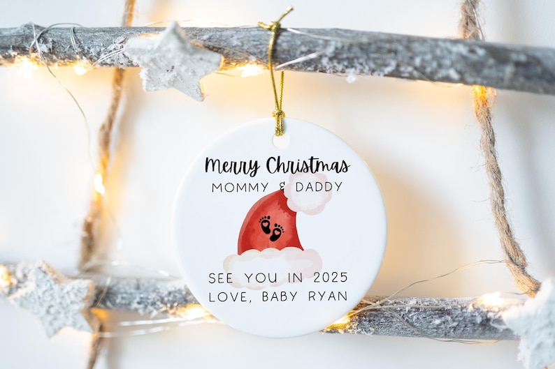 Personalized Merry Christmas Mommy and Daddy Ornament, New Baby Gift