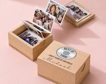 Personalized 40 Years Old Pull Out Photo Album, Best Of 1985 Photo Memory Gift, Forty Year Old Wooden Photo Box, 40th Bday Custom Photos