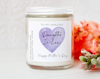 Happy Mother's Day For Daughter In Law Candle, Daughter-in-law Mothers Day Gift, Happy Mother's Day From Mother In Law Scented Candle