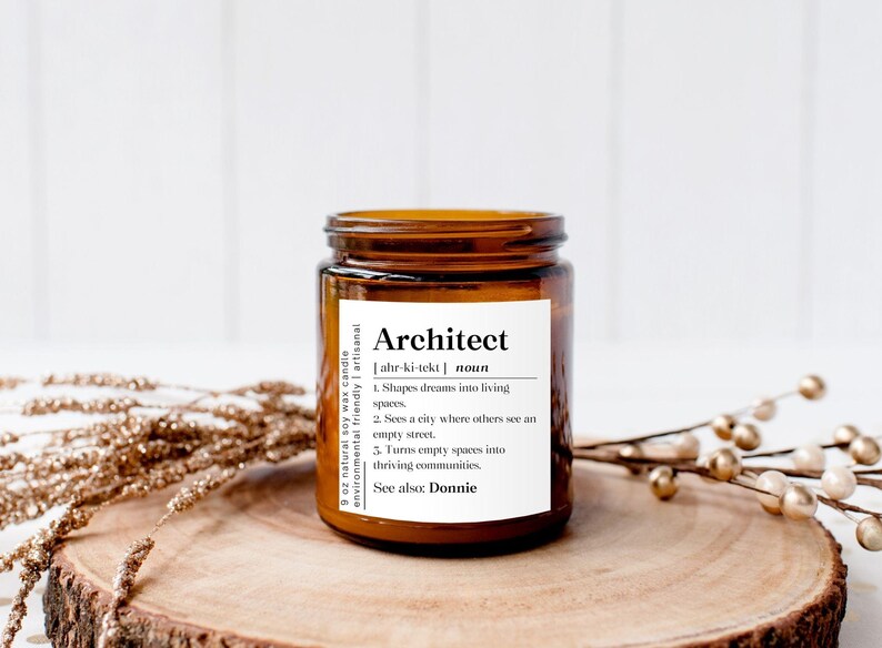 Personalized Architect Definition Candle, Architecture for Him Gift