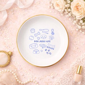 Personalized Dog Mom Life Jewelry Dish, Dog Mom Mother's Day Ring Dish, Dog Lover Gift, Custom From Dog Ceramic Tray, Dog Lover Ring Dish image 2