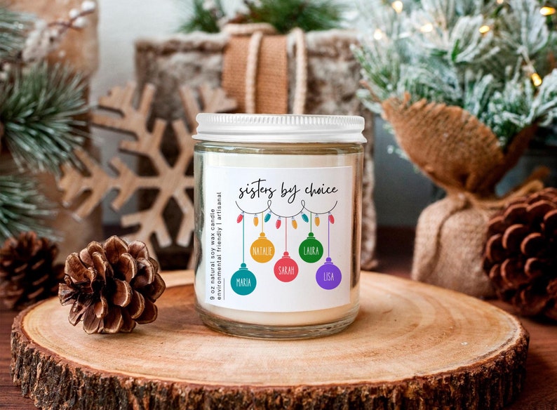 Sisters By Choice Candle, Personalized Group Of Friends Christmas Gift, For Best Friend Candle, Friend Group Gift, Work Bestie Coworker Gift afbeelding 2