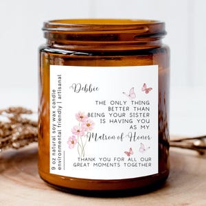 Personalized Matron Of Honor Proposal Candle, Custom Matron Of Honor Gift, Matron Of Honor Thank You Candle Amber Jar, Wedding Day Gift