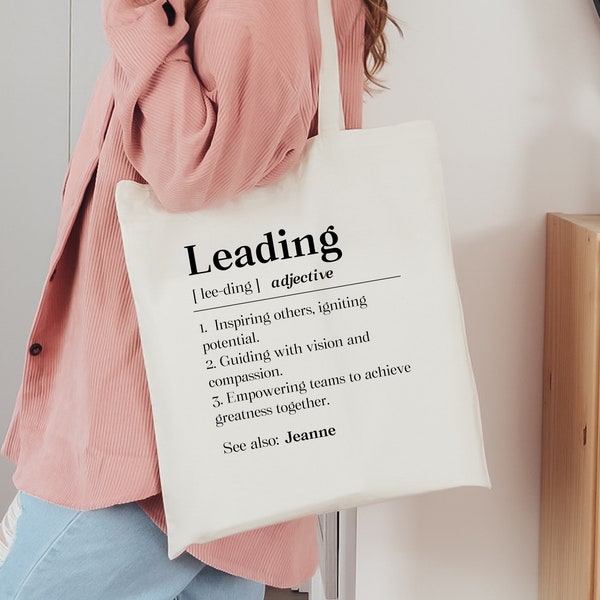 Personalized Leader Birthday Tote Bag, Custom Leadership Canvas Tote, Manager Thank You Gift, Team Leader Appreciation Gift Tote