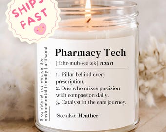 Personalized Pharmacy Tech Candle, Custom Pharmacy Technician Gift, Pharmacy Week 2025 Scented Candle, Pharmacy Squad Candle Gift