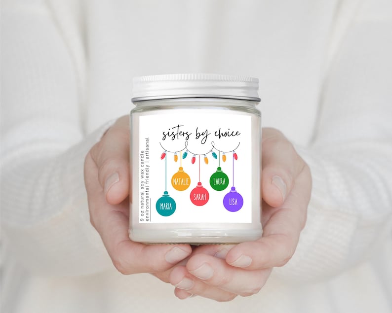 Sisters By Choice Candle, Personalized Group Of Friends Christmas Gift, For Best Friend Candle, Friend Group Gift, Work Bestie Coworker Gift afbeelding 3