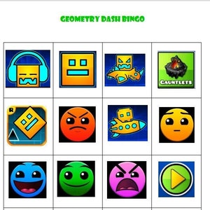Geometry Dash 10 Printable Bingo Cards