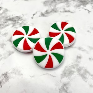 Peppermint Silicone Focal Beads | Holiday Christmas Candy Themed Loose Silicone Beads for Beadable Pens & DIY Keychains