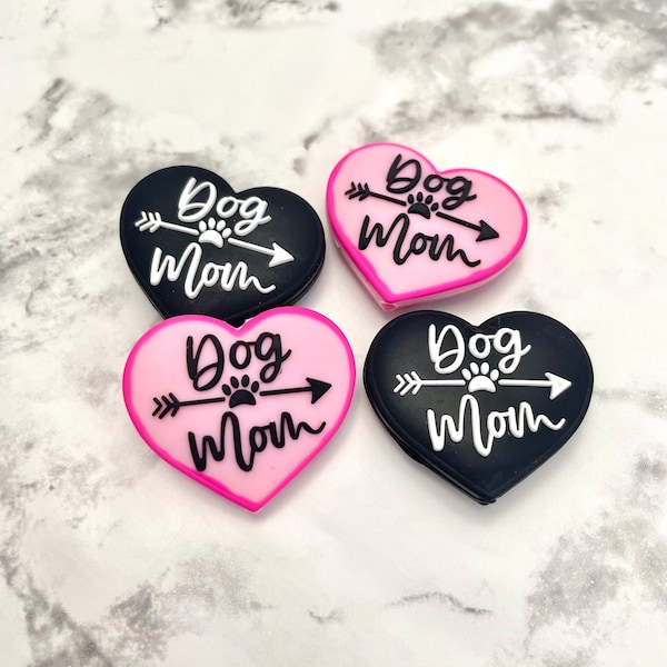 Dog Mom Heart Silicone Focal Beads | Pet Dog Love Loose Silicone Beads for DIY Crafts