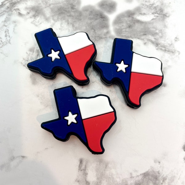 Texas Flag Silicone Focal Beads | Exclusive Custom Texas State Shaped Loose Silicone Beads, Bulk Silicone Beads for DIY Crafts