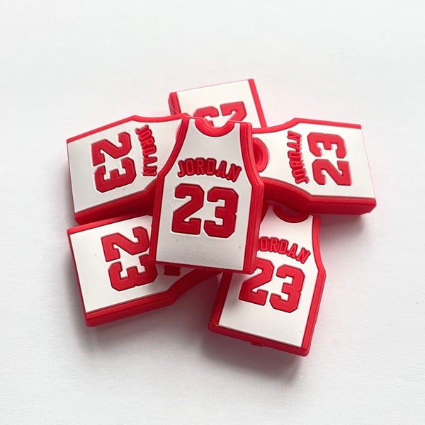 Jordan Sports Jersey Silicone Focal Beads | Jordan 23 Loose Silicone Beads Beads, Bulls Basketball Wholesale Bulk Silicone Beads |