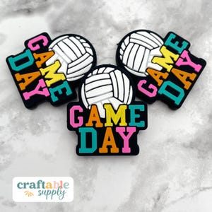 Volleyball Game Day Silicone Focal Beads | Sports Themed Support | Bulk Loose Silicone Beads for DIY Crafts