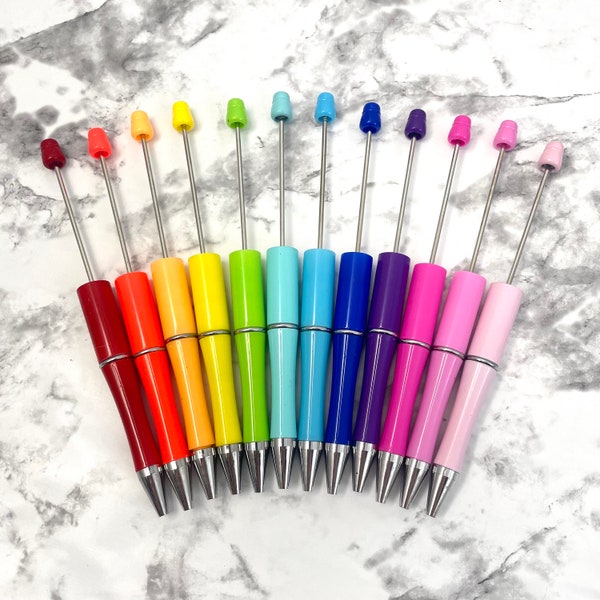 Plastic Beadable Pens - Solid Colors