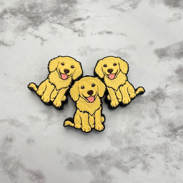 Golden Retriever Dog Silicone Focal Beads | Bulk Loose Puppy Animal Silicone Beads for DIY Wristlets Keychains