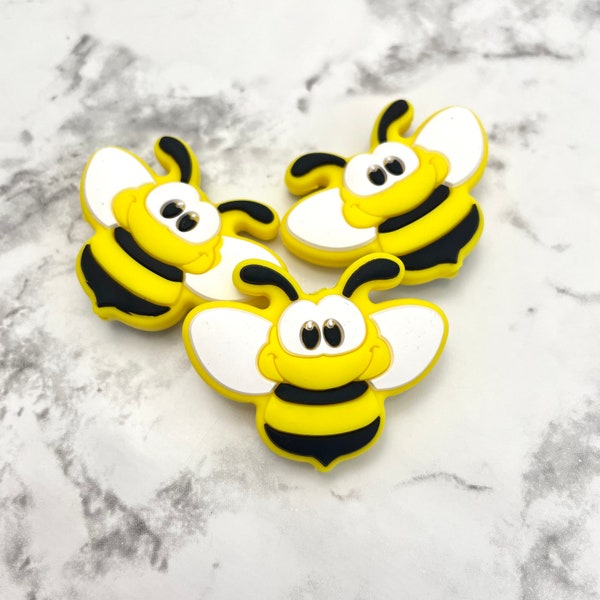 Bumble Bee Silicone Focal Beads | Cute Honey Bee Insect Animal Bulk Loose Silicone Beads for DIY Crafts