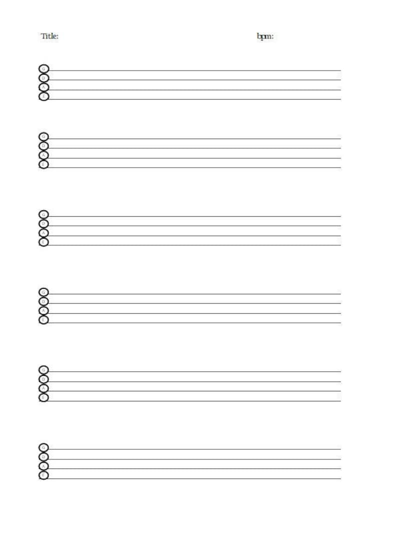 Printable bass blank tab sheet a4 etsy