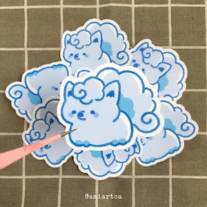 Adesivo de vinil kawaii de Pokémon | Jigglypuff, Mimikyu, Rowlet, Mew, Snorlax | Adesivo à prova d'água para laptop, caderno, Kindle, bullet journal, garrafa de água Alolan Vulpix