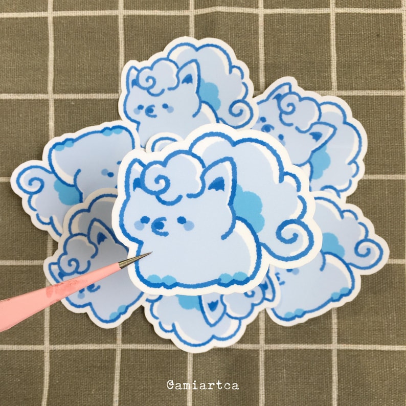 Adesivo de vinil kawaii de Pokémon | Jigglypuff, Mimikyu, Rowlet, Mew, Snorlax | Adesivo à prova d'água para laptop, caderno, Kindle, bullet journal, garrafa de água Alolan Vulpix
