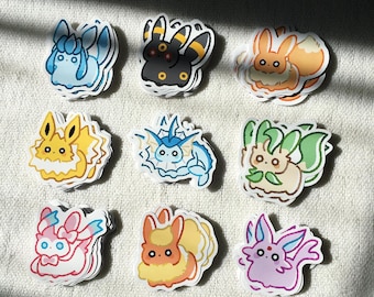 Conjunto de adesivos Pokémon Eeveelution | 7 cm Vaporeon Sylveon Umbreon Glaceon | Adesivo de vinil à prova d'água para laptop, bullet journal, planner, Kindle