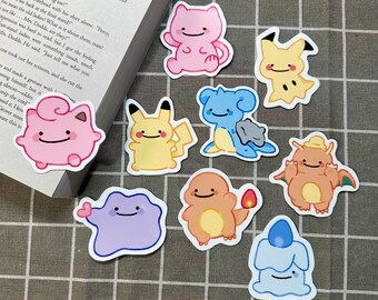 Adesivo Pokémon Ditto Transformação | Decalque de Vinil Kawaii | Laptop, Diário, Kindle, Garrafa de Água, Agenda | Jigglypuff, Mimikyu, Dragonite
