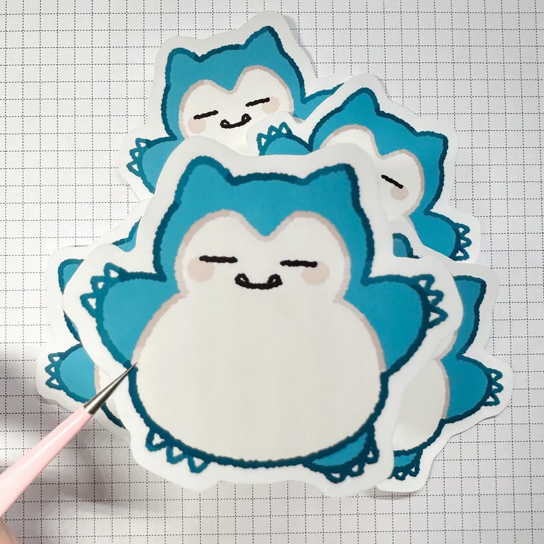 Adesivo de vinil kawaii de Pokémon | Jigglypuff, Mimikyu, Rowlet, Mew, Snorlax | Adesivo à prova d'água para laptop, caderno, Kindle, bullet journal, garrafa de água Snorlax