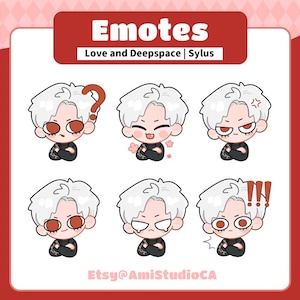 Sylus Love and Deepspace - Premade Emote Pack (6) | Twitch Emotes | Discord Emotes | Youtube Emotes | PFP