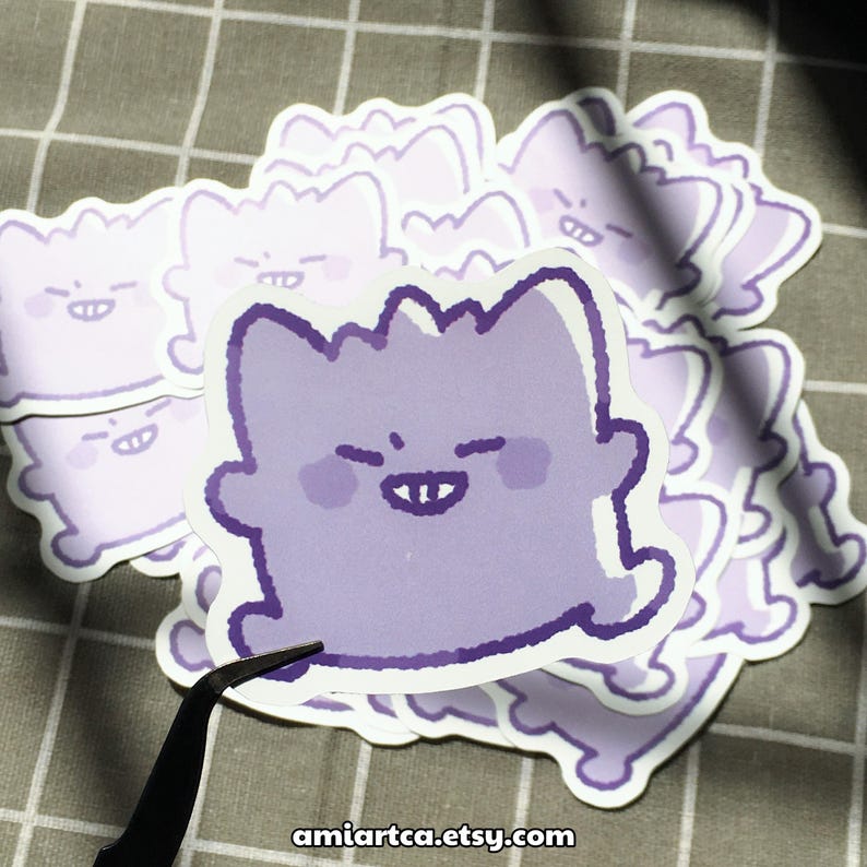 Adesivo de vinil kawaii de Pokémon | Jigglypuff, Mimikyu, Rowlet, Mew, Snorlax | Adesivo à prova d'água para laptop, caderno, Kindle, bullet journal, garrafa de água Gengar