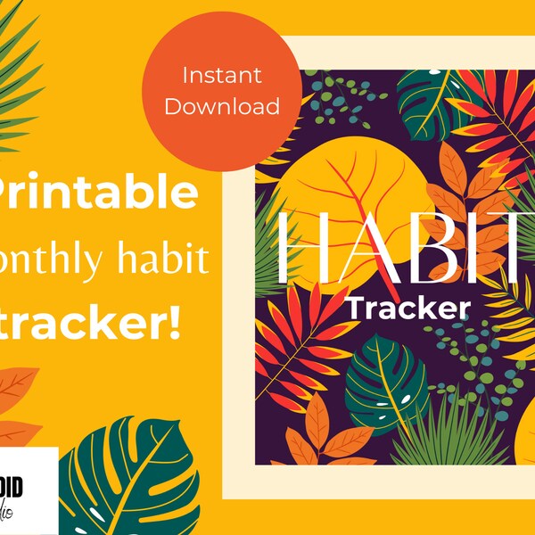 COLORFUL HABIT TRACKER, tropical day tracker, colorful weekly tracker, colorful monthly tracker, habit tracker, productivity tracker