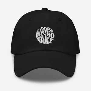 Black Wake and Fake Embroidered Baseball Cap