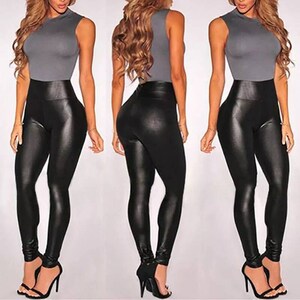 Satin GLOSSY OPAQUE Shiny Oily Wet Look Tights Sexy Yoga Pants High Waist  Peach Buttock Leggings -  Canada