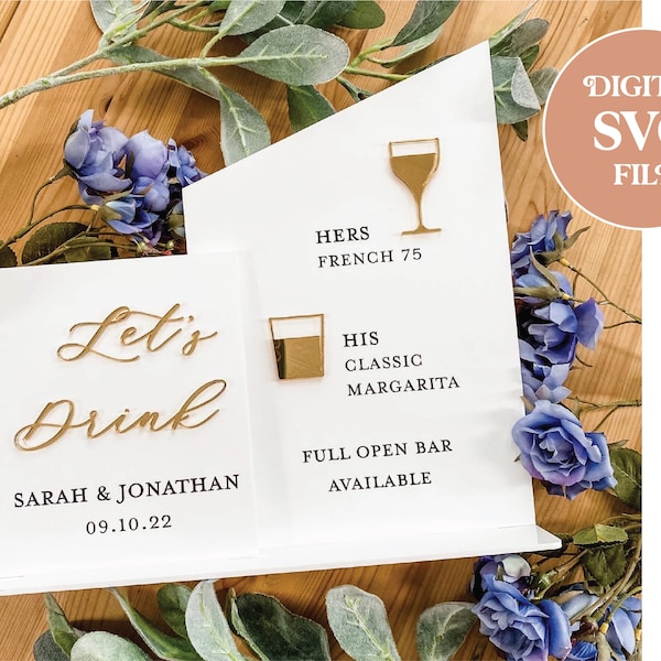 DIGITAL DOWNLOAD Double Panel Bar Menu V2 / Laser Cut File / Laser Cut Sign / Wedding Sign Digital Download / Wedding Bar Menu Cut File