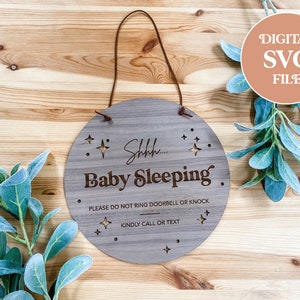 Schlafende Baby Türhänger SVG Laser cut Türaufhänger / Schlafende Baby Kleiderbügel Datei / Hängeschild Datei / SVG Baby Schild
