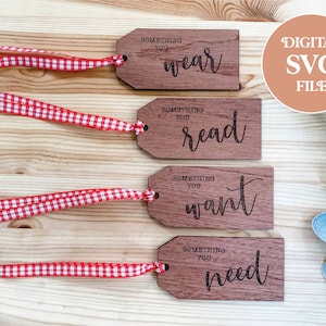 Digital SVG File Christmas Tags Versión 2 / Laser Christmas File / Wooden Christmas Tags / Something You Want Tags / Ideas de regalos navideños