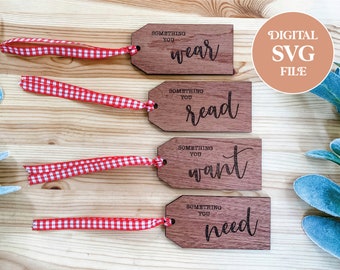 Digital SVG File Christmas Tags Version 2 / Laser Christmas File / Wooden Christmas Tags / Something You Want Tags / Holiday Gift Ideas