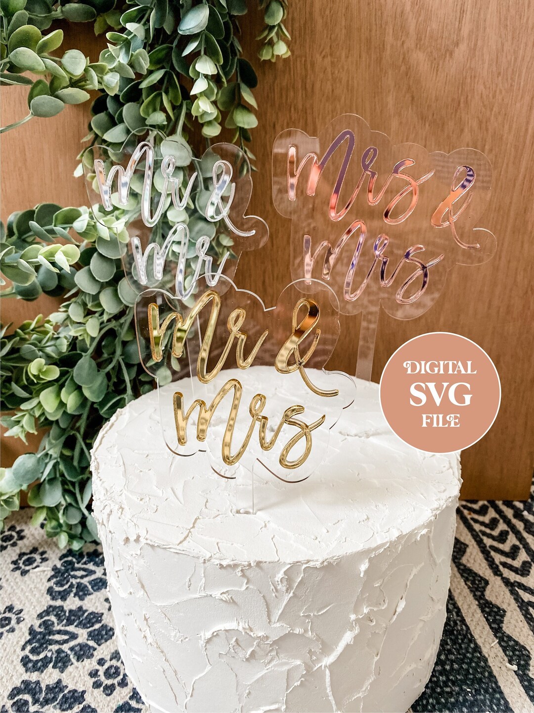 Digital SVG Laser Cut Mr Mrs, Mr Mr, Mrs Mrs Cake Topper / Laser Cake ...