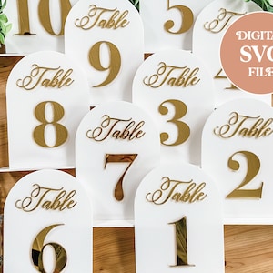 Digital SVG Arched Table Numbers / Table Number SVG / Arched Sign SVG / Arch Sign Digital File / Wedding Table Numbers