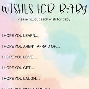 Actividad de Baby Shower: Deseos