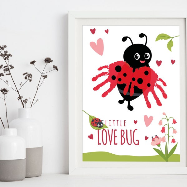 Valentine's Day / Little Love bug / Ladybird / Valentine Gift / Handprint Art / Printable Toddler/Baby DIY Keepsake / DOWNLOAD & Print