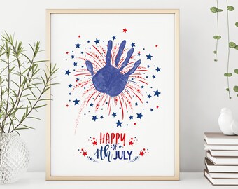 4 juli/Onafhankelijkheidsdag/handafdruk kunst/afdrukbare peuter/baby DIY aandenken/DOWNLOAD & print