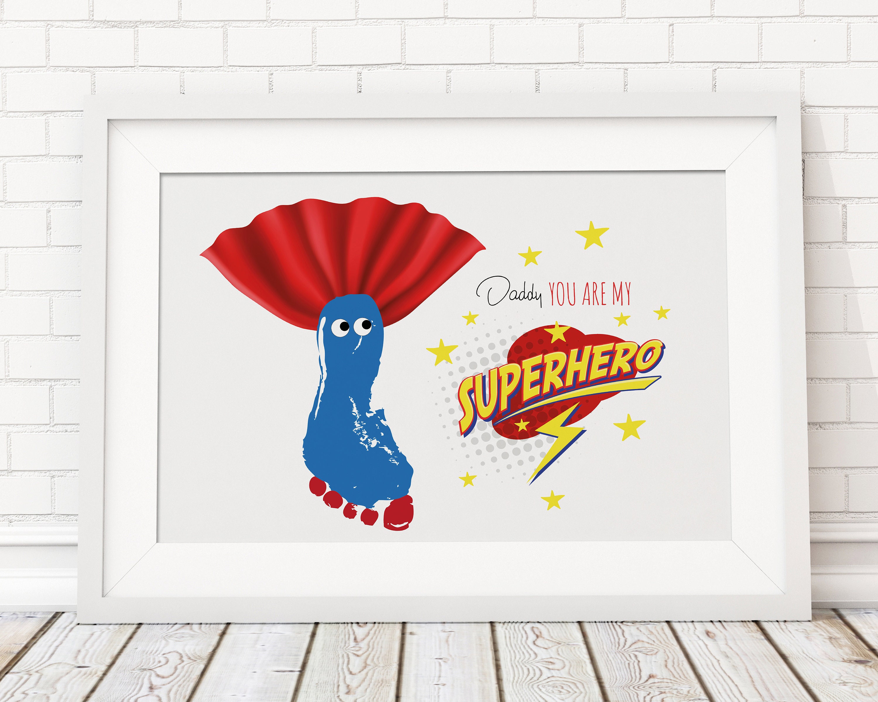 Superhero Footprint Art, Father's Day DIY Keepsake (digital