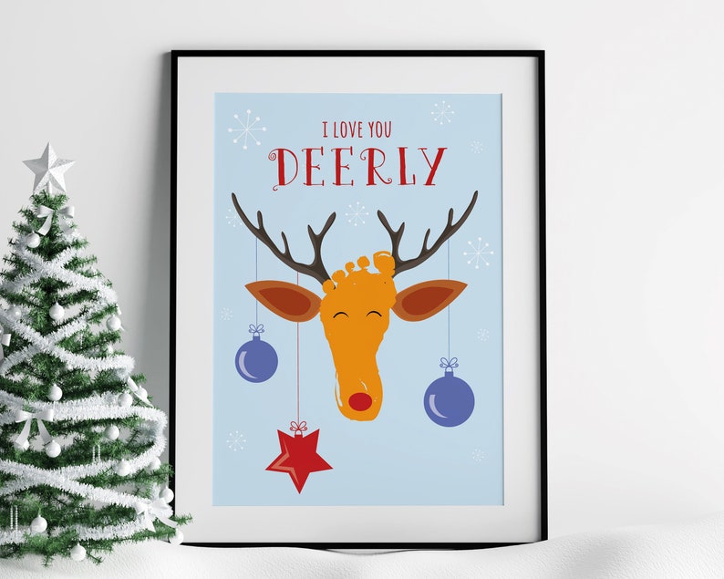 I Love You Deerly / Reindeer / Footprint Art / Christmas Decor ...