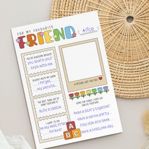Best Friend Card Printable | Favorite Friend Coloring Page for Kids | DIY Bestie Appreciation Card | Friendship Gift | Bestie Gift