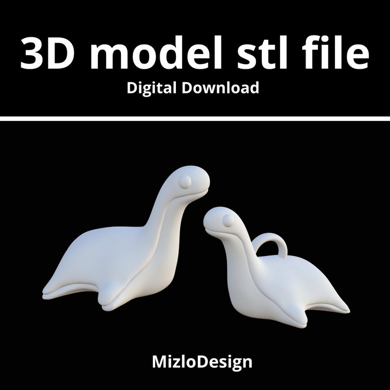 May include: 3D model STL file Digital Download. Two white, cartoon-like, stylized sea serpent figures. The larger serpent is lying down with its head turned to the side. The smaller serpent is sitting up with its head turned to the side. The smaller serpent has a handle on its back.