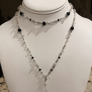 Gothic Choker and Rosary Style Necklace Set