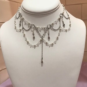 Silver Gothic Teardrop Choker Necklace