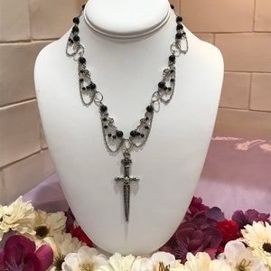 Gothic Silver Sword Necklace
